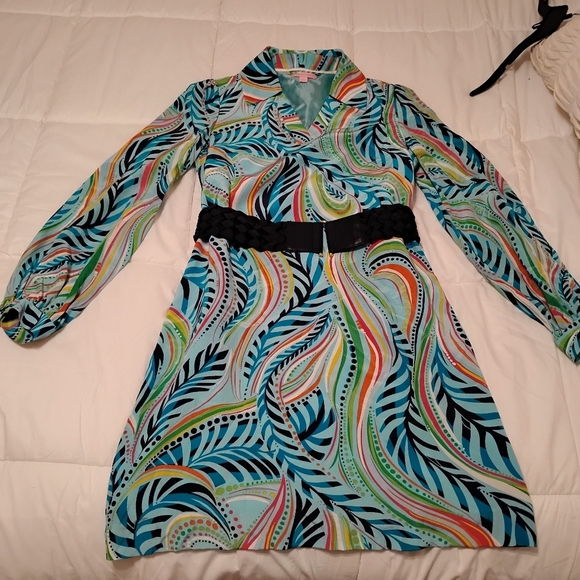 Lilly Pulitzer Wayles Silk Dress in Turquoise Multi Sea Me, Size 0 - Picture 9 of 16